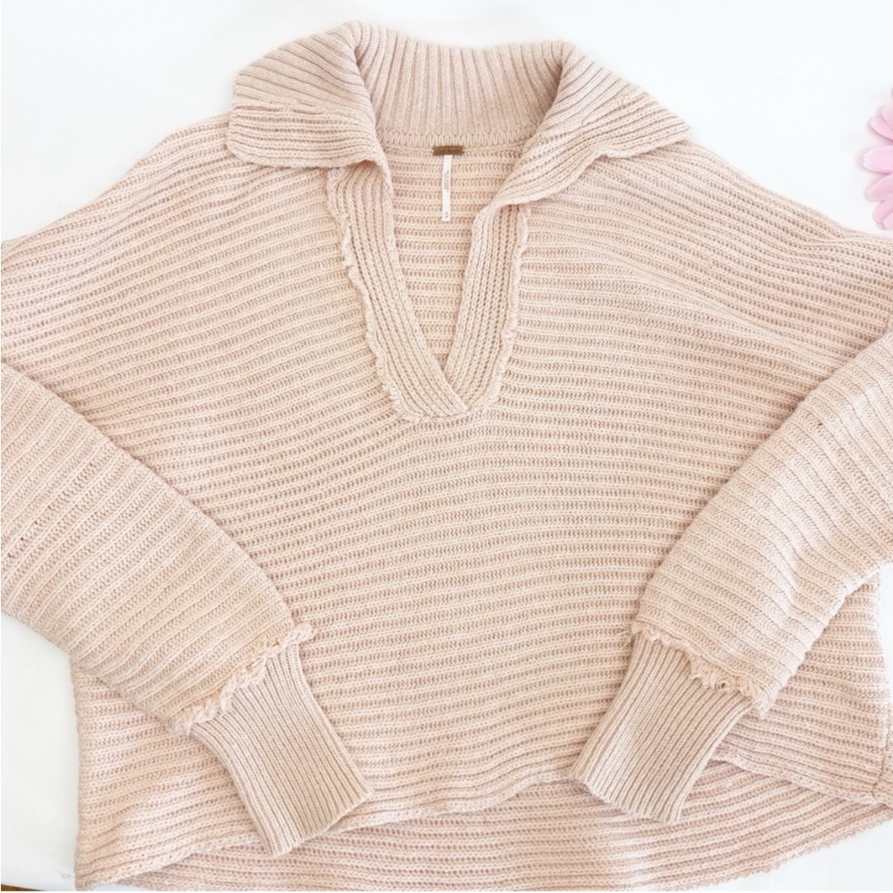Free People Marlie Pullover Sweater Soft Pink Women’s Small Oversized Rib Knit - Picture 3 of 14